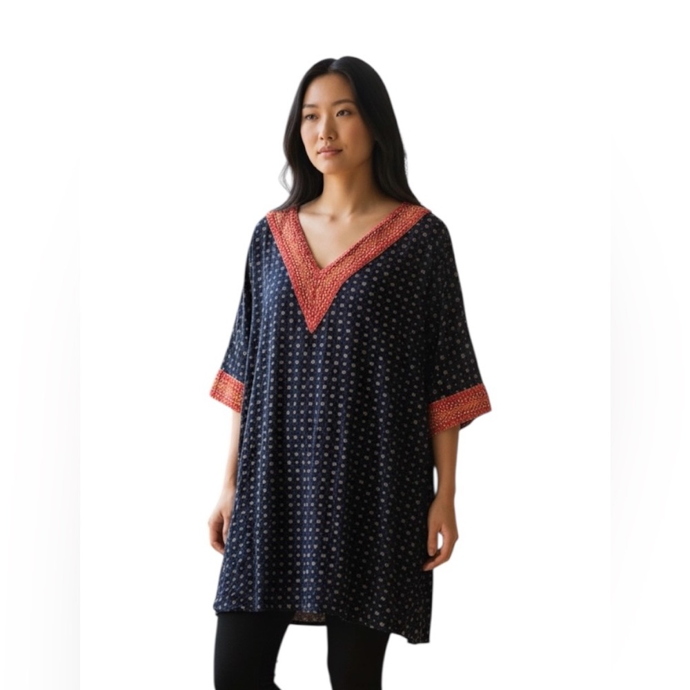 Anthropologie THML Boho Tunic Short Dress Embroidered Details size XS